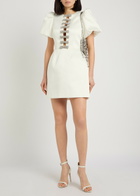 Rebecca Vallance Blaise Crystal-embellished Satin-twill Mini Dress Ivory