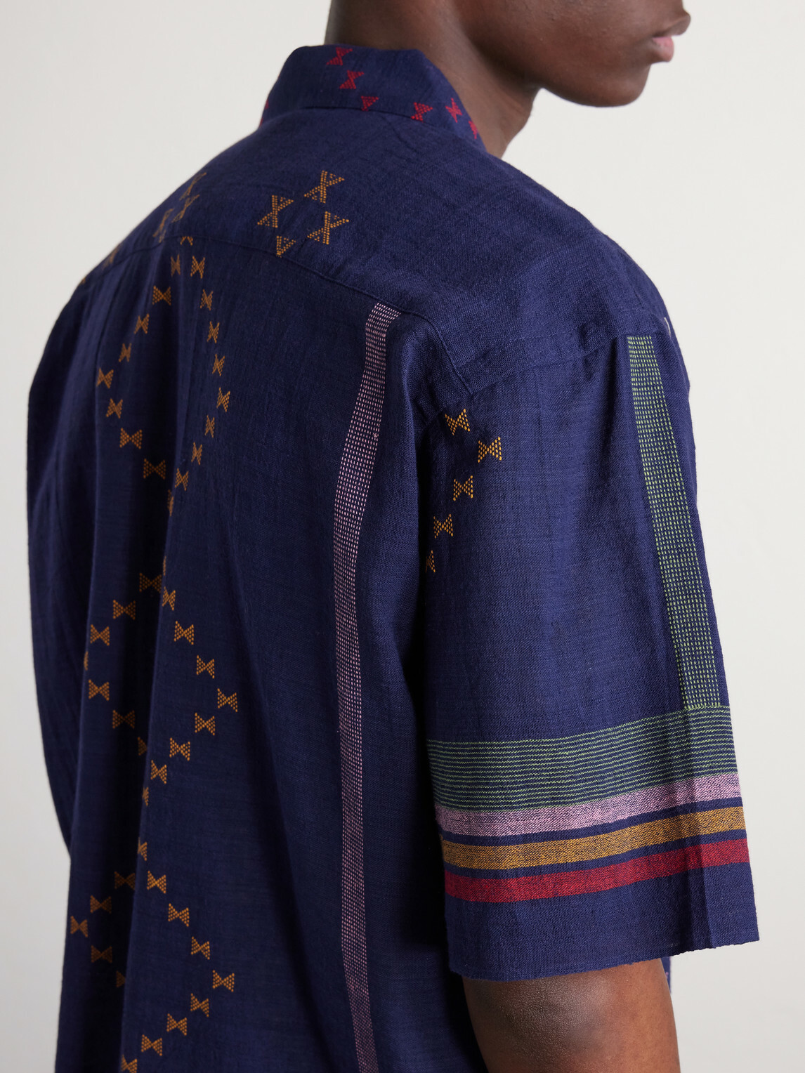 Kardo - Rohit Camp-Collar Striped Cotton Shirt - Blue