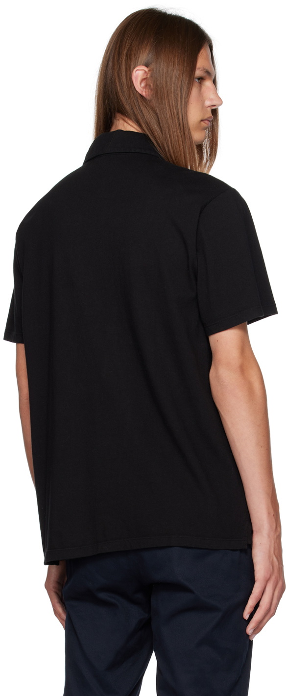 Vince Black Garment-Dyed Polo