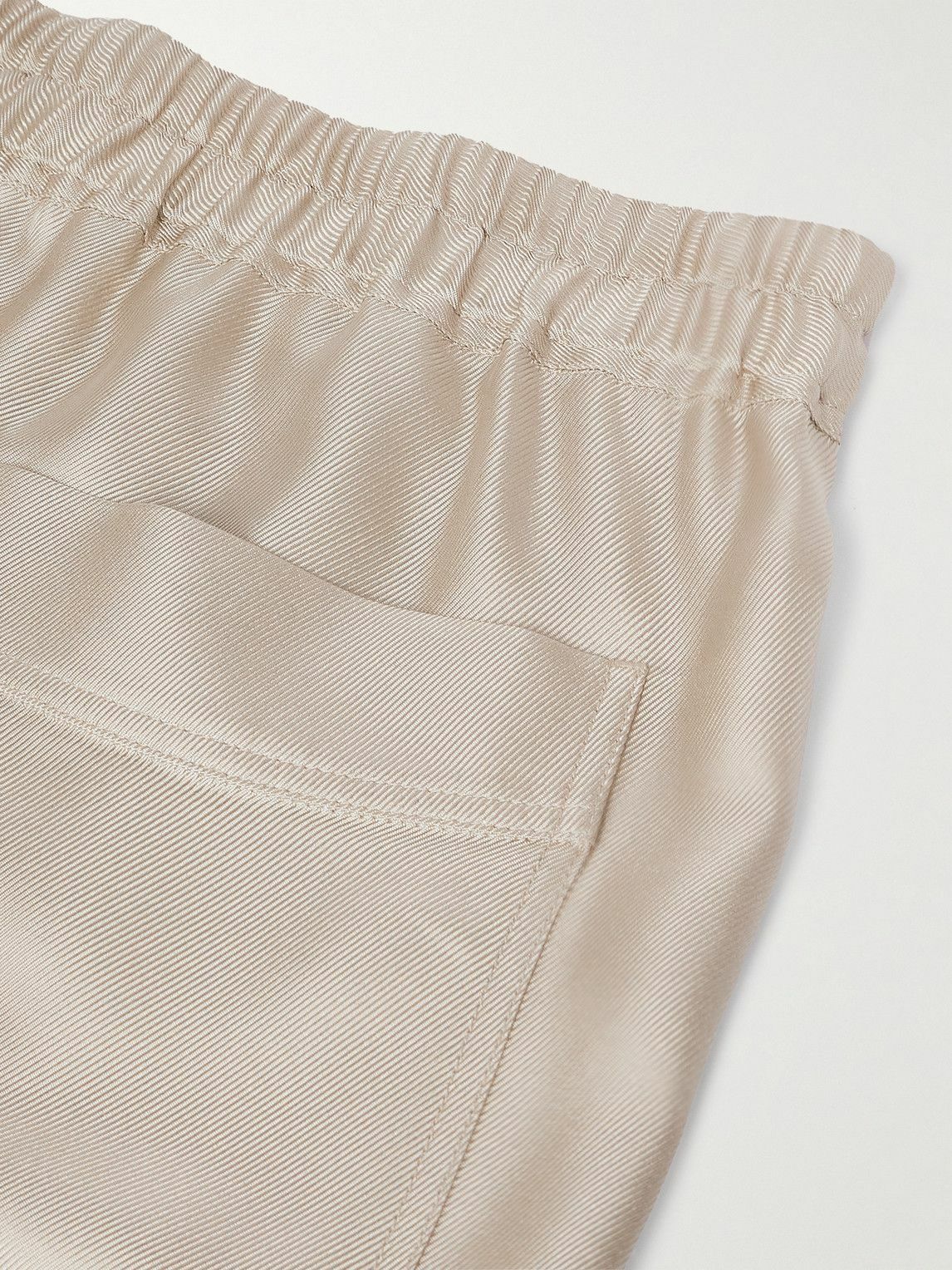 TOM FORD - Straight-Leg Pleated Silk-Twill Shorts - Neutrals TOM FORD