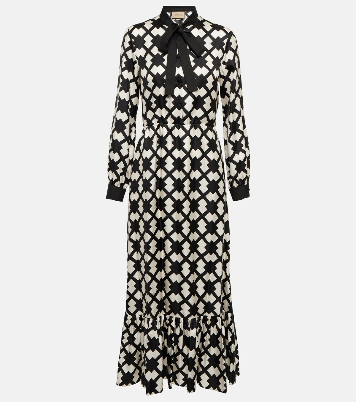 【GUCCI】Geometric Luxury Dress Gucci - Geometric-print silk midi dress Gucci
