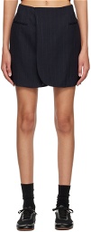 AURALEE Navy Stripe Miniskirt