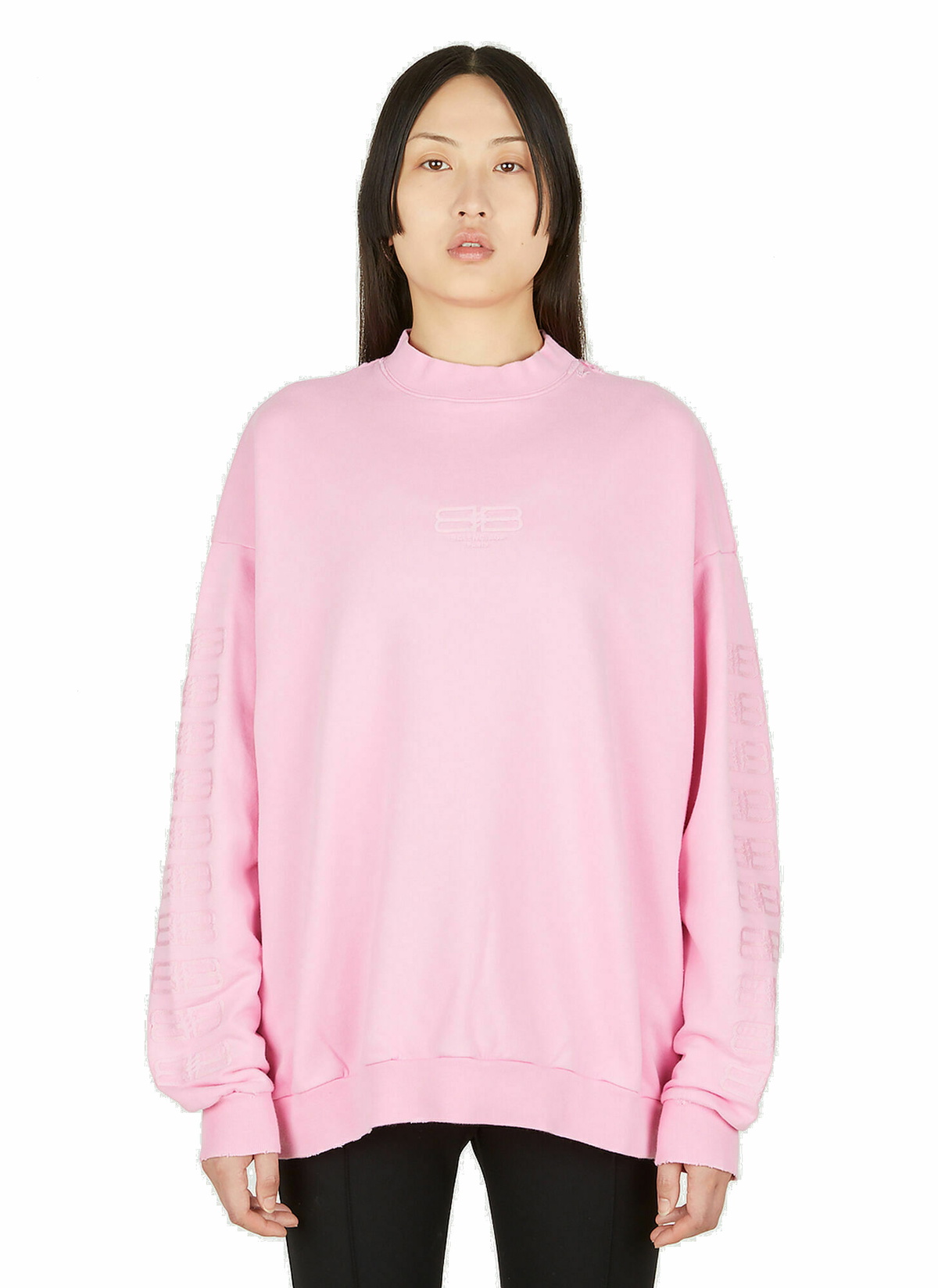 BB Embroidery Sweatshirt in Pink Balenciaga