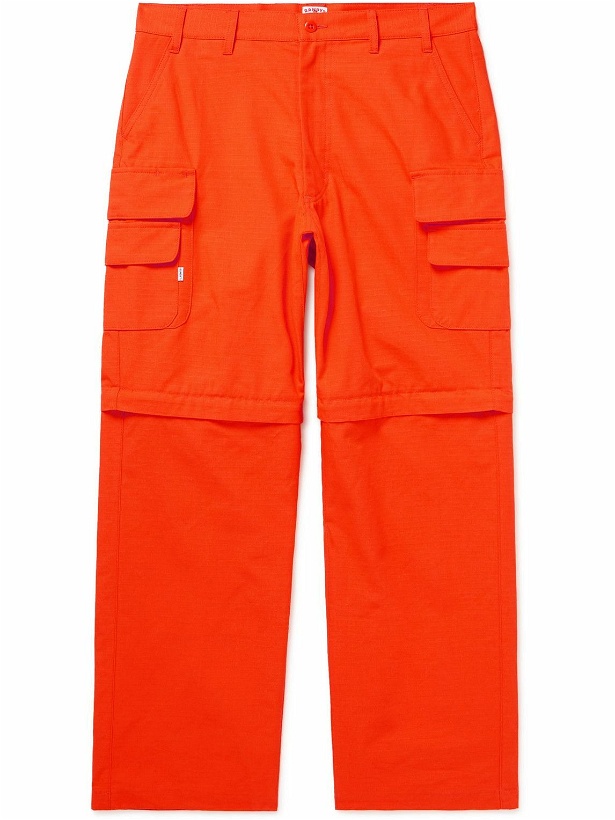 Photo: Randy's Garments - Straight-Leg Mesh-Panelled Cotton-Ripstop Cargo Trousers - Orange