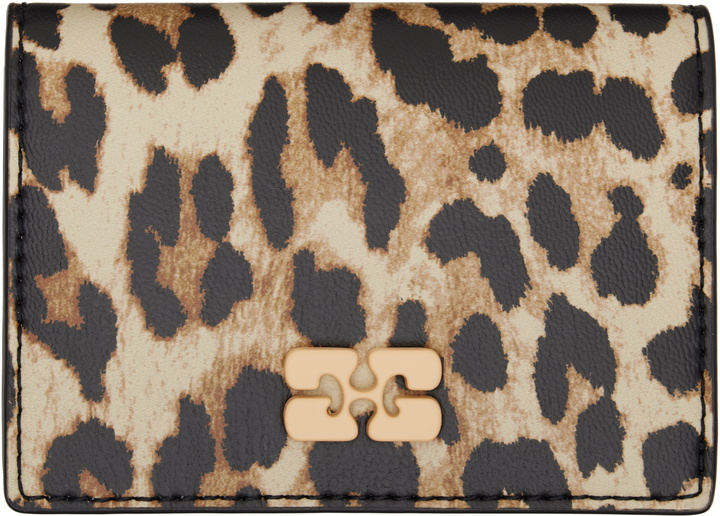 Photo: GANNI Beige & Black Leopard Bou Flap Card Holder