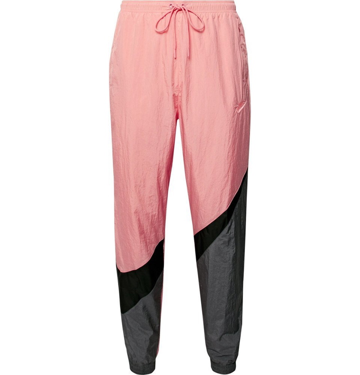 Photo: Nike - Tapered Logo-Print Colour-Block Nylon Track Pants - Pink
