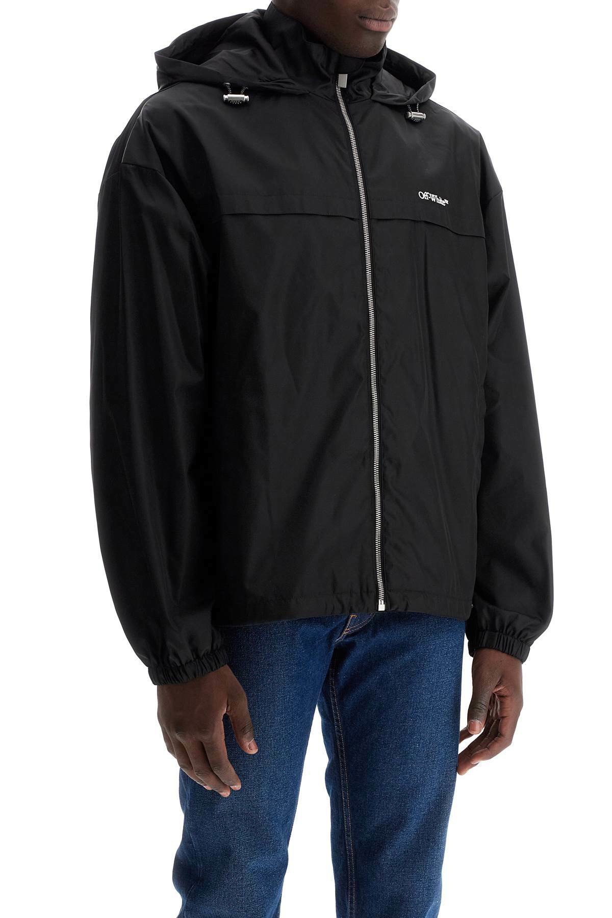 OFF-WHITE boxy windbreaker jacket with hood Black Off-White OFF-WHITE boxy windbreaker jacket with hood Black Off-White