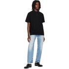 Versace Black Piquet Crystal Embroidered Knitted Collar Polo