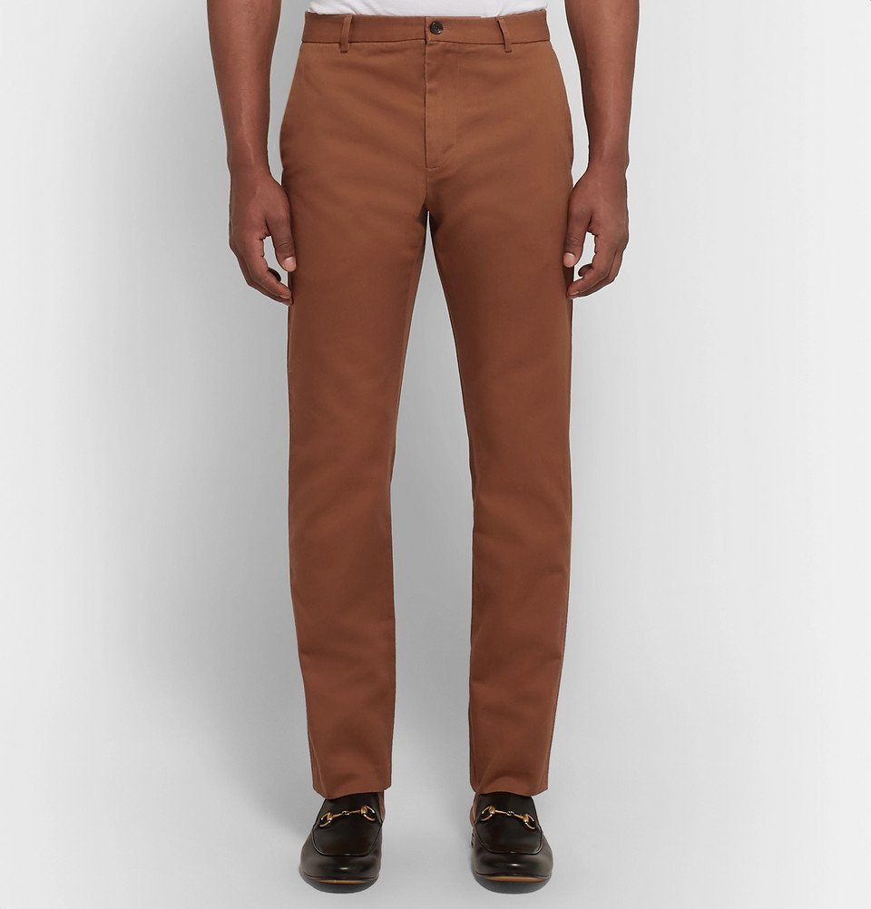 Gucci - Slim-Fit Cotton-Drill Trousers - Men - Brown Gucci