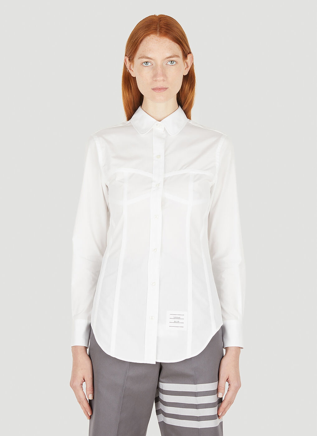 Corset Detail Shirt in White Thom Browne
