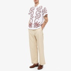 Bode Men's Pilea Embroidered Vacation Shirt in Red/White