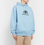 Balenciaga - Oversized Logo-Print Loopback Cotton-Jersey Hoodie - Blue