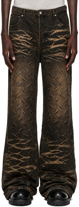 Photo: Who Decides War Black Thread Plate Jeans