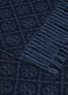 Tory Burch Logo-monogrammed Wool and Cashmere-blend Scarf - Navy - One Size