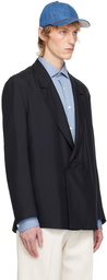 ZEGNA Black Notched Lapel Blazer