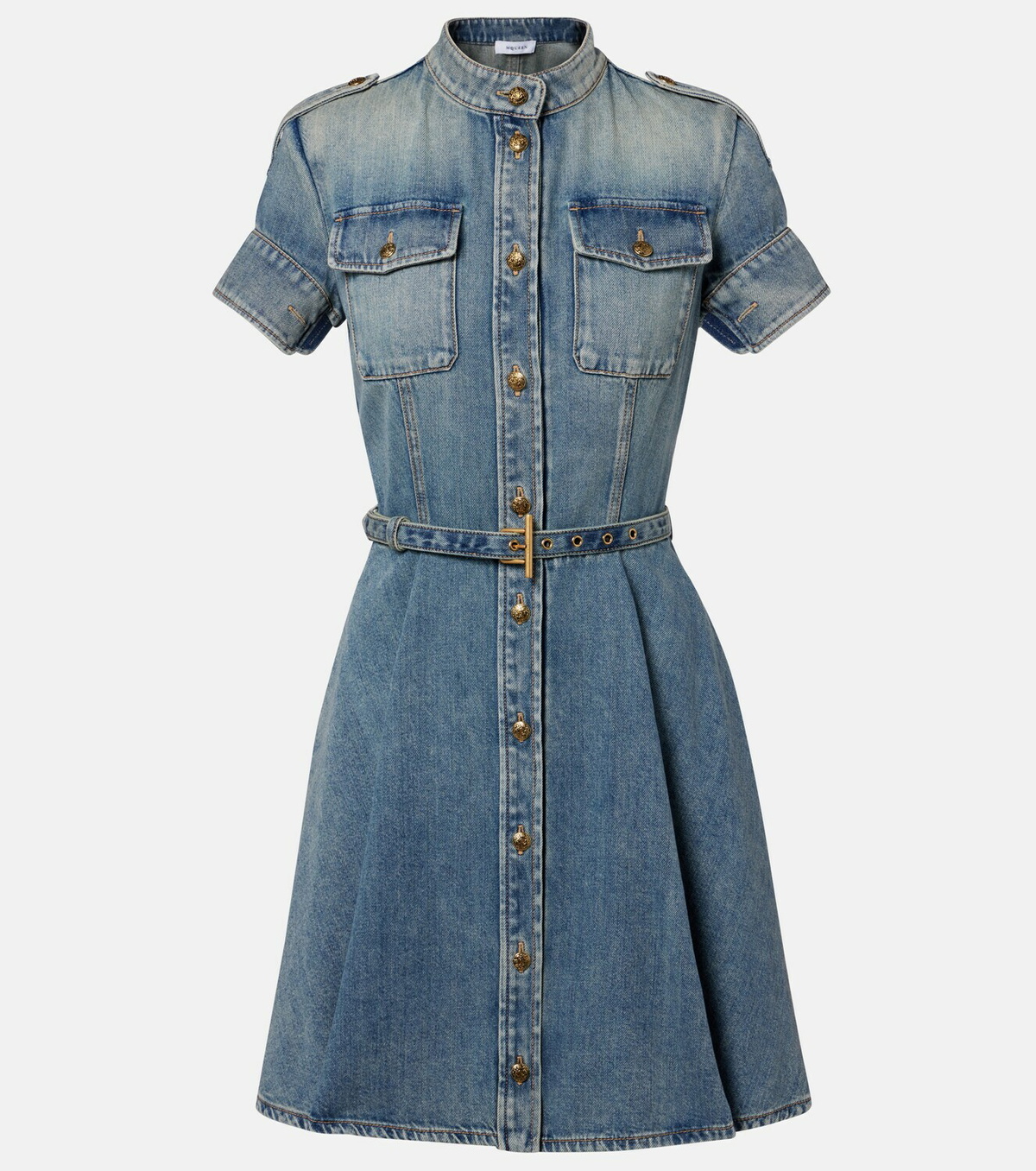 McQueen Belted denim shirt dress