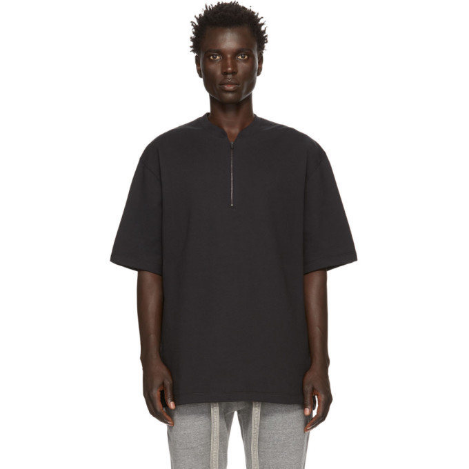 Photo: Fear of God Black Half-Zip Henley T-Shirt