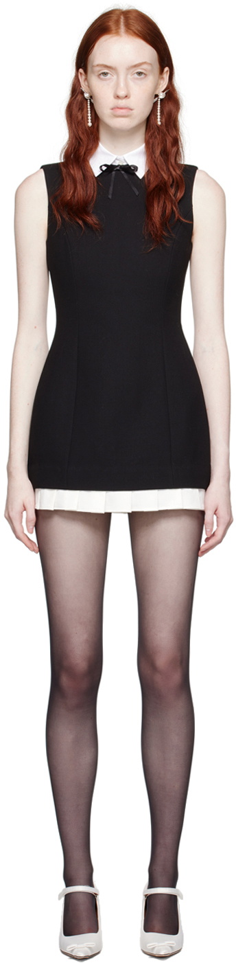 shushu/tong black bow mini dress SHUSHU TONG SS25 DOUBLE-BODICE BOW SLING DRESS / BLK