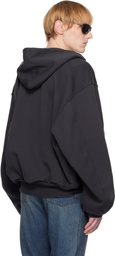 Balenciaga Black Hooded Bomber Jacket
