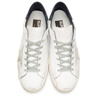 Golden Goose White and Navy Superstar Sneakers