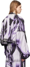 Gerrit Jacob White & Purple Printed Moto Denim Jacket