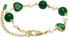 VEERT Gold & Green Onyx & Pearl Bracelet