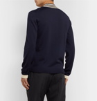 Gucci - Appliquéd Striped Wool Sweater - Navy