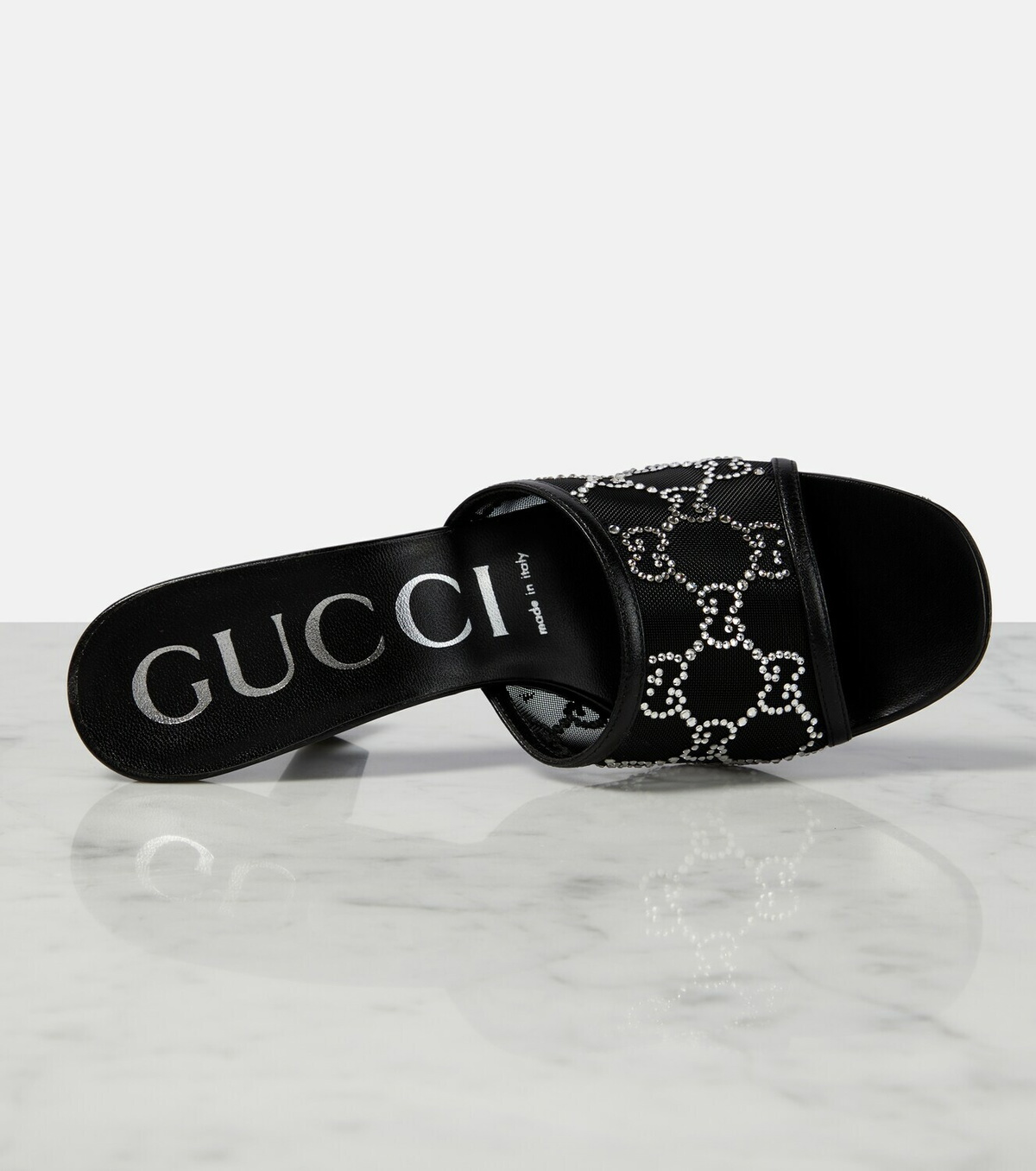 Gucci Gg Embellished Mesh Mules Gucci