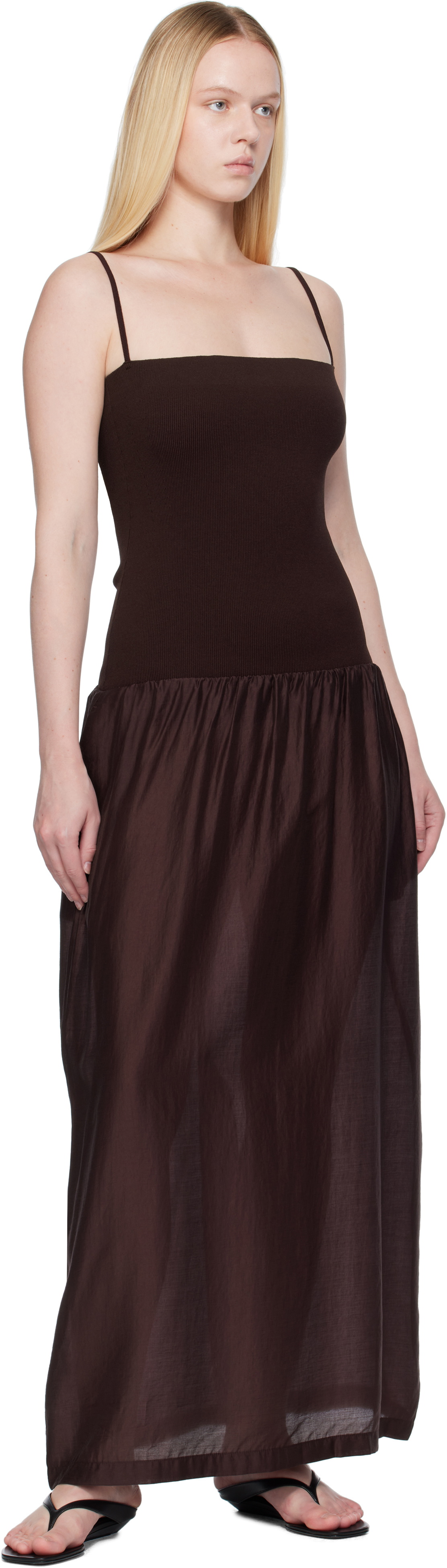 AMOMENTO Burgundy Silky Knit Maxi Dress