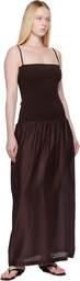 AMOMENTO Burgundy Silky Knit Maxi Dress
