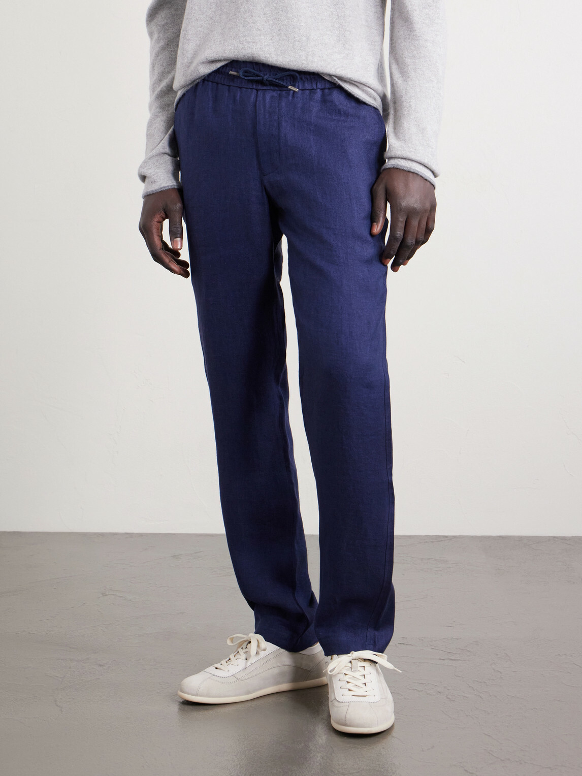 SEASE - Summer Mindset Straight-Leg Linen and Cotton-Blend Drawstring Trousers - Blue