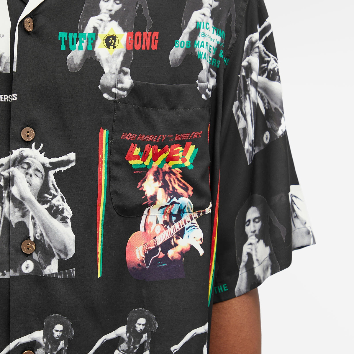 Wacko Maria Men's x Bob Marley Type-1 Hawaiian Shirt in Black