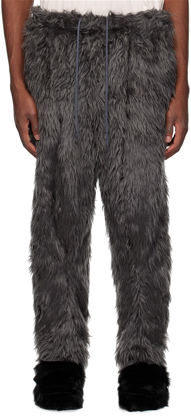 Photo: Doublet Gray Beastly Legs Faux-Fur Trousers
