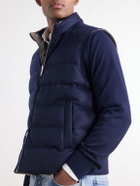 Eleventy - Reversible Padded Cashmere-Blend and Wool-Blend Gilet - Blue