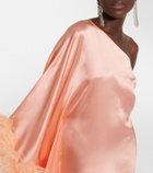Taller Marmo Ubud feather-trimmed silk maxi dress