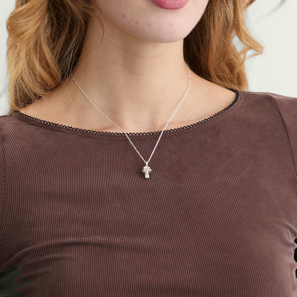 Alec Doherty Portobello Mushroom Pendant Necklace in Silver 