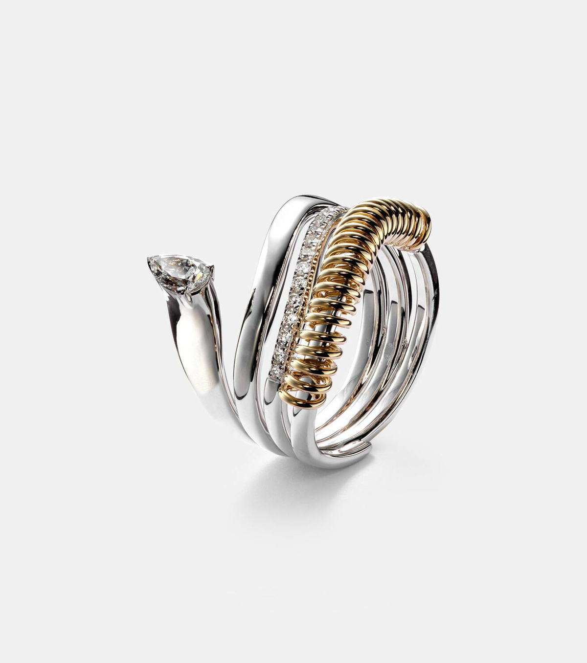 Rainbow K Versus Pear 18kt gold ring with diamonds