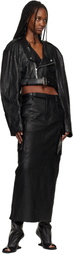 Rick Owens Black Temple Firbanks Leather Midi Skirt