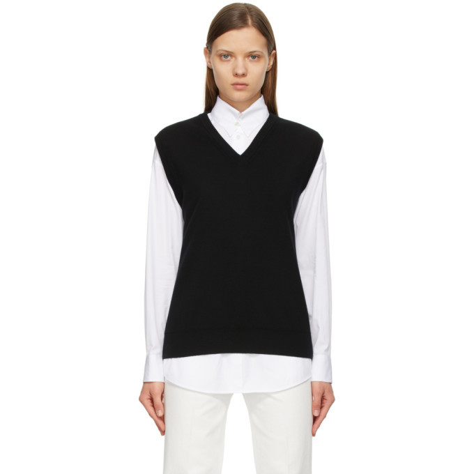 The Row Black Wool Cremona V-Neck Vest The Row