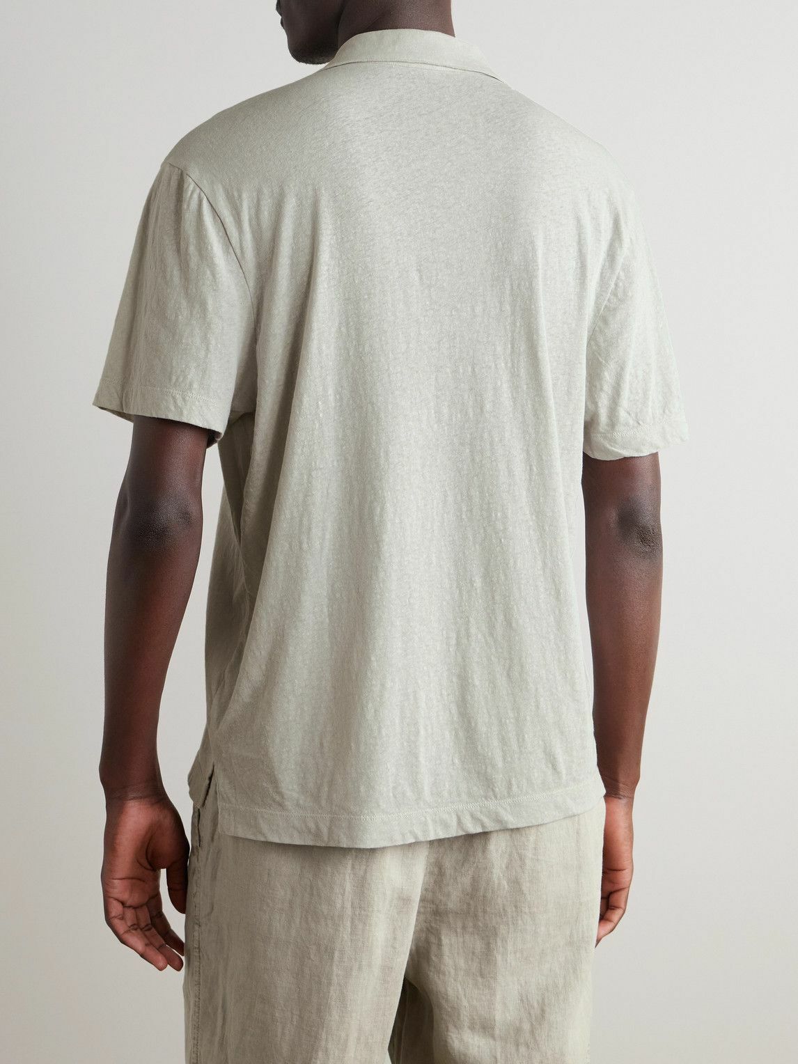 James Perse - Open-Collar Cotton-Jersey Polo Shirt - Gray