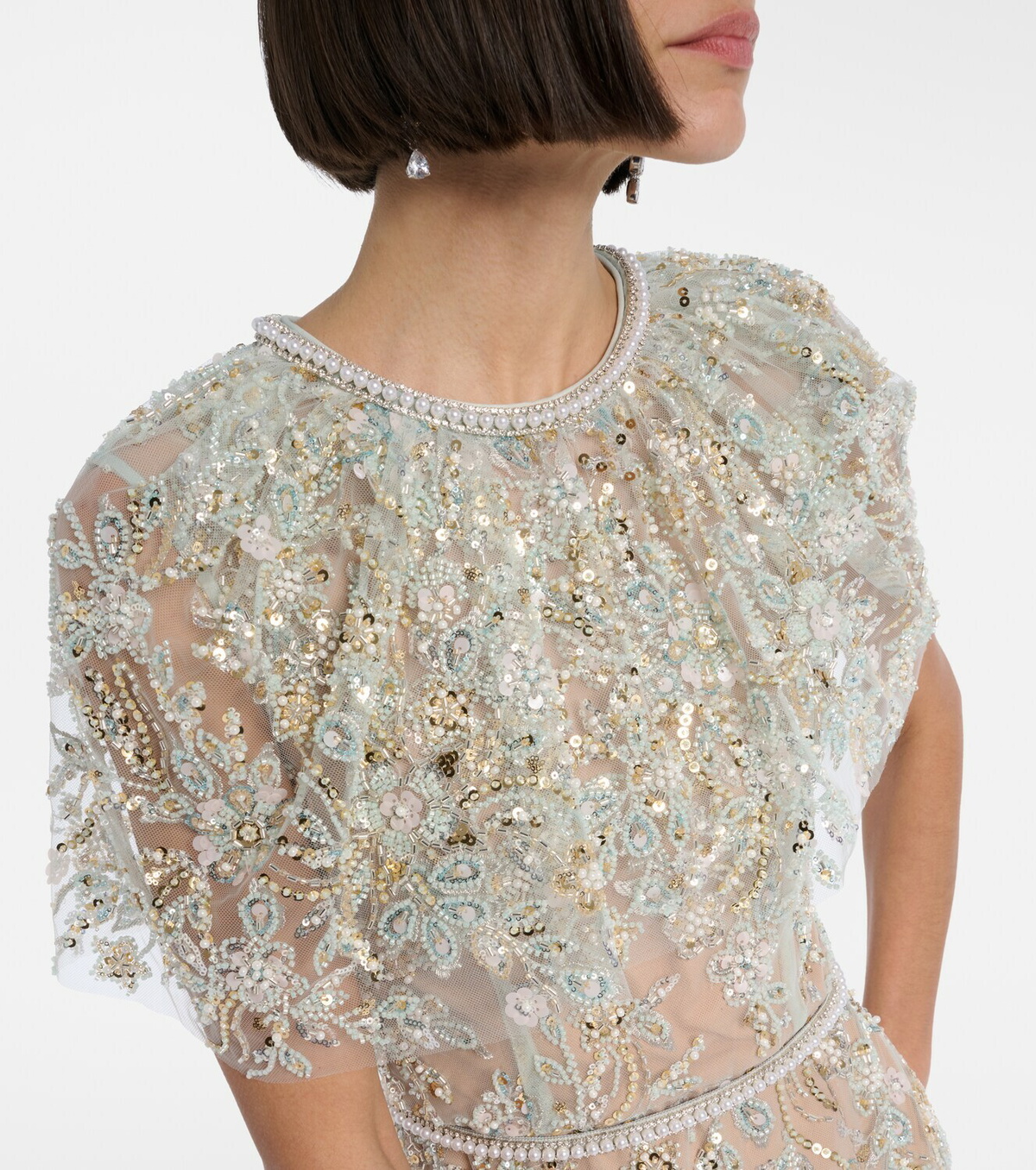 Self-Portrait Embellished caped maxi dress