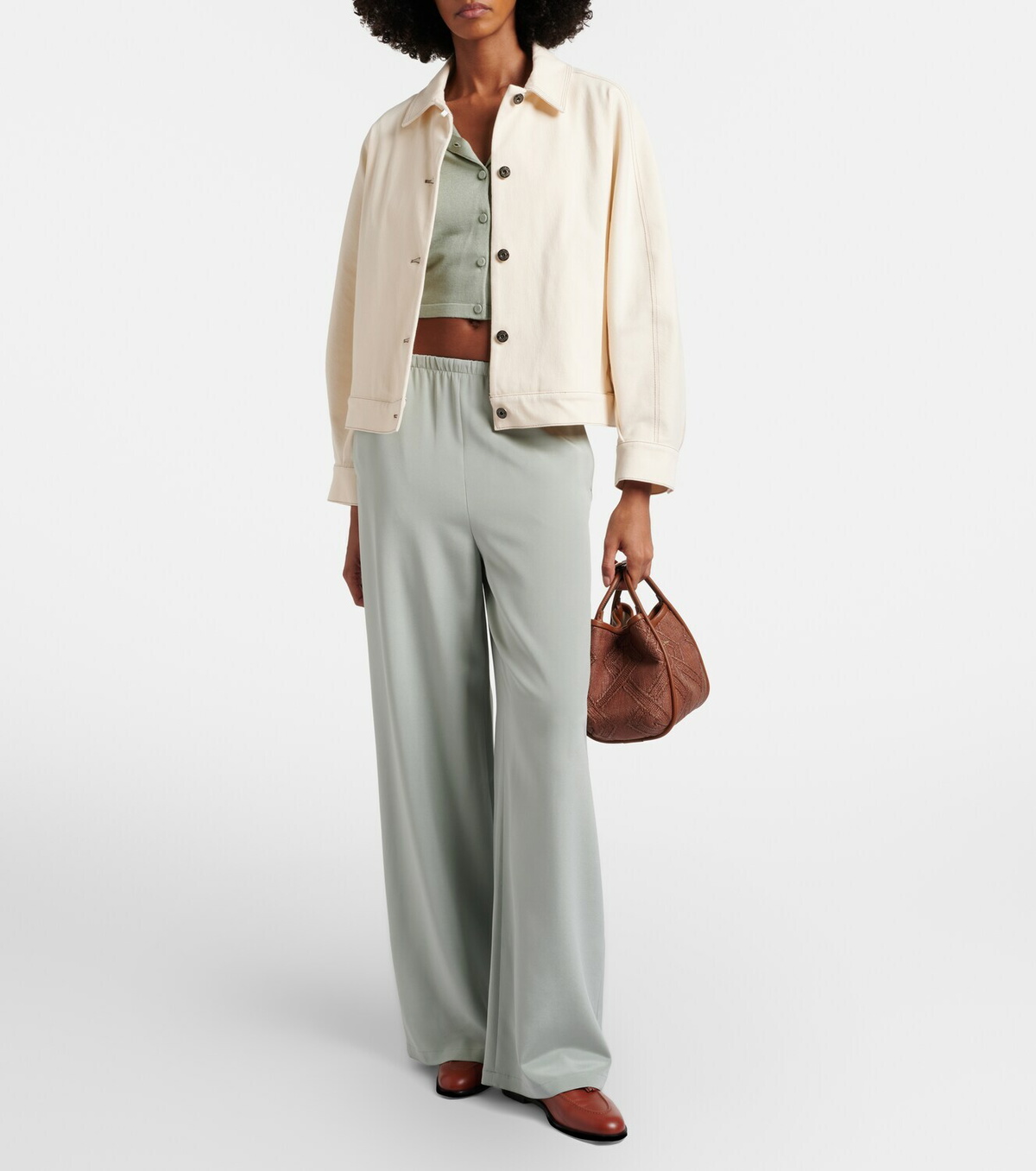 Max Mara Marin Small leather-trimmed top-handle bag