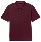 Berluti - Leather-Trimmed Cotton, Wool and Cashmere-Blend Piqué Polo Shirt - Men - Merlot