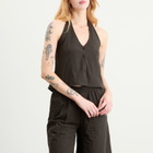 Deiji Studios Women's Waist Halter Top in Black Stripe