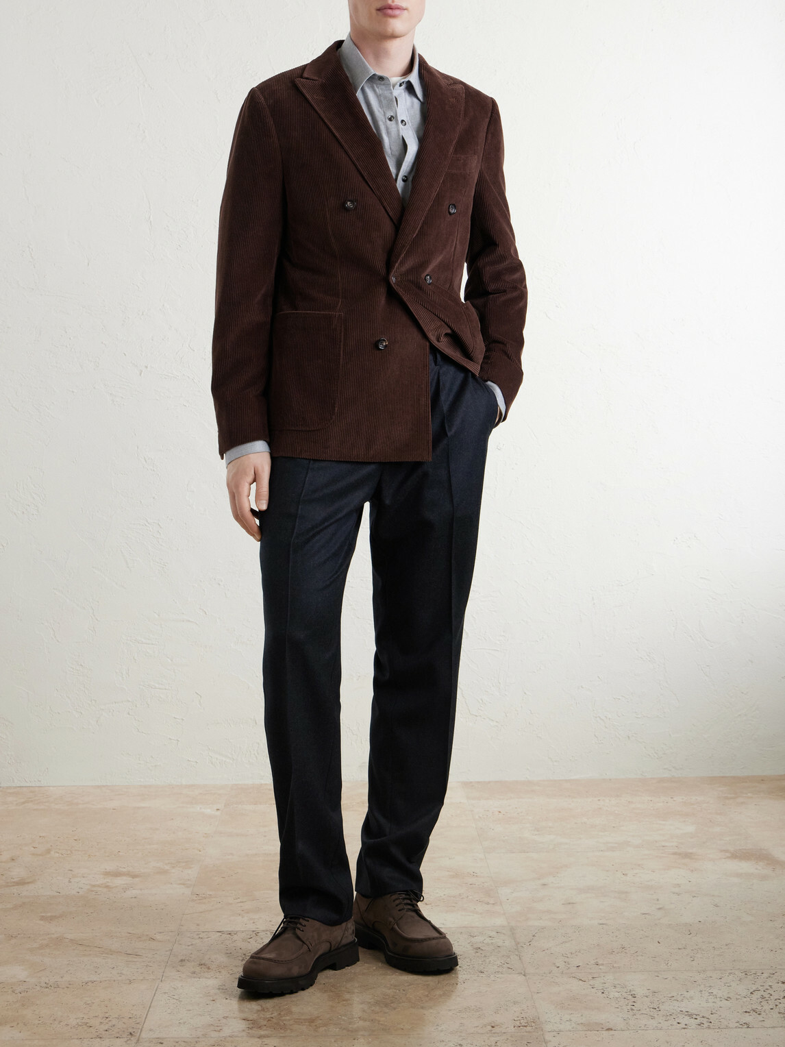 Canali - Double-Breasted Cotton-Corduroy Blazer - Brown