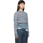 Loewe Blue Wool Cropped Jacquard Sweater