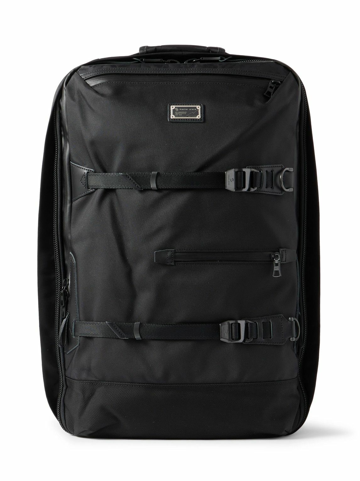 Master-Piece - Black Crazy Leather-Trimmed Leopard-Print Mastertex