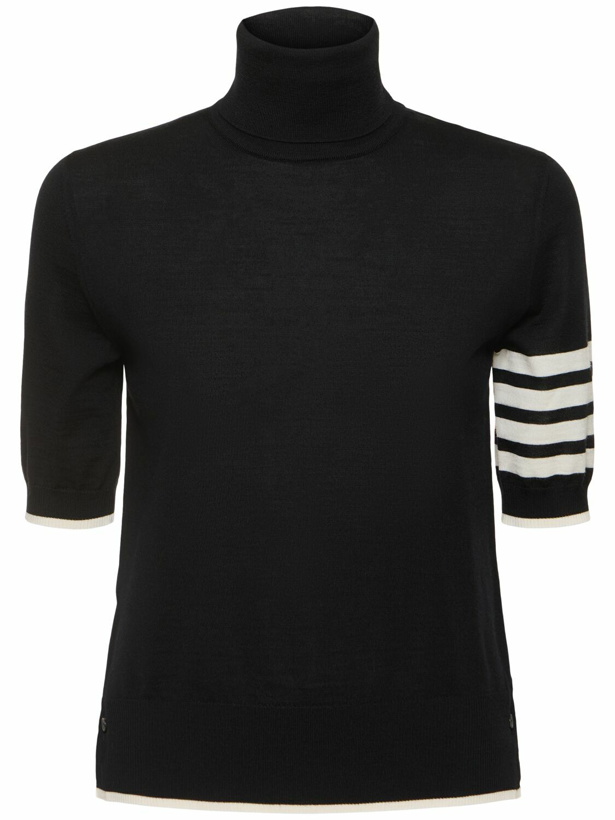 Photo: THOM BROWNE Wool Knit Short Sleeve T-neck Sweater