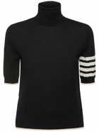 THOM BROWNE Wool Knit Short Sleeve T-neck Sweater