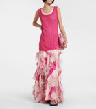 Xu Zhi Feather-trimmed embroidered gown